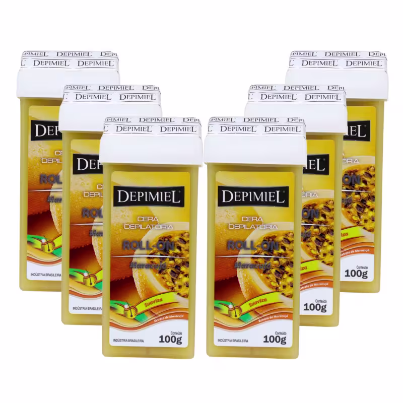 Kit 6 Ceras Roll-on Refil Depilatória Maracuja Depimiel