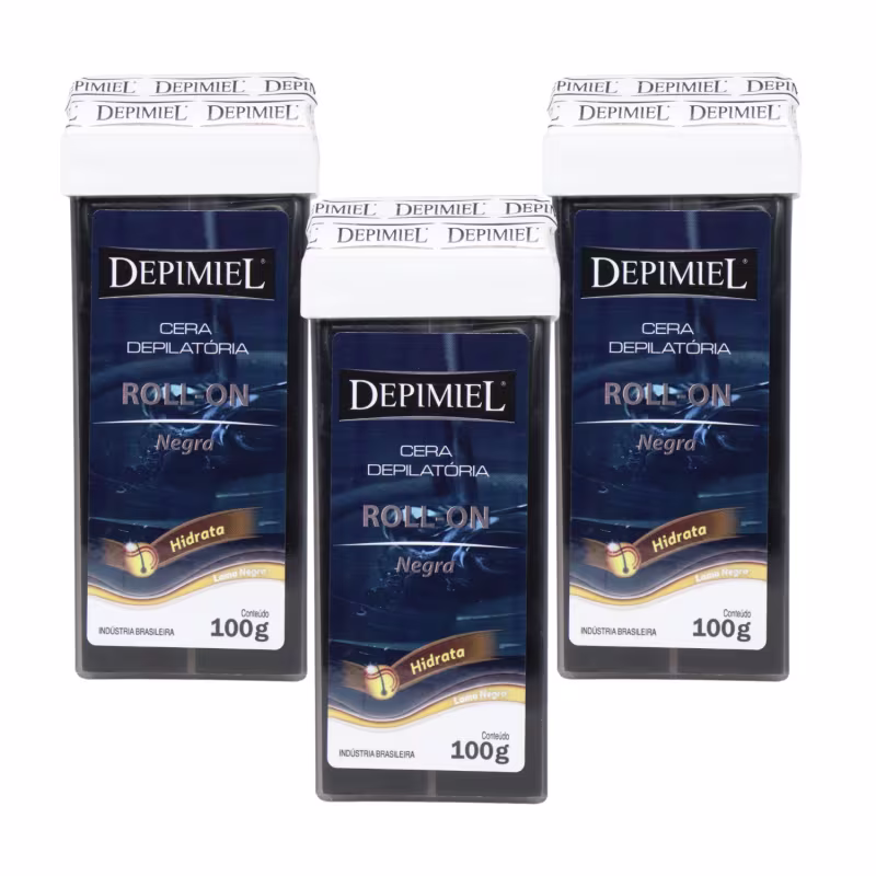 Kit 3 Ceras Roll-on Depilatória Negra Pelos Grossos Depimiel