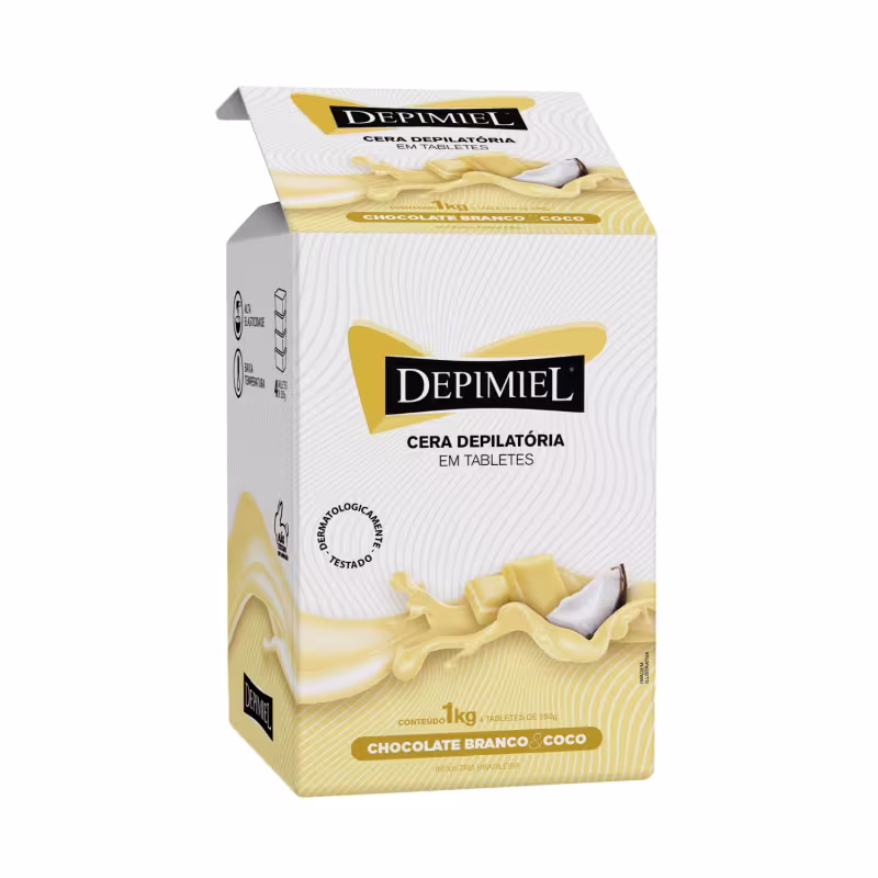 Cera Depilatória Tabletes Chocolate Branco Coco Depimiel 1kg