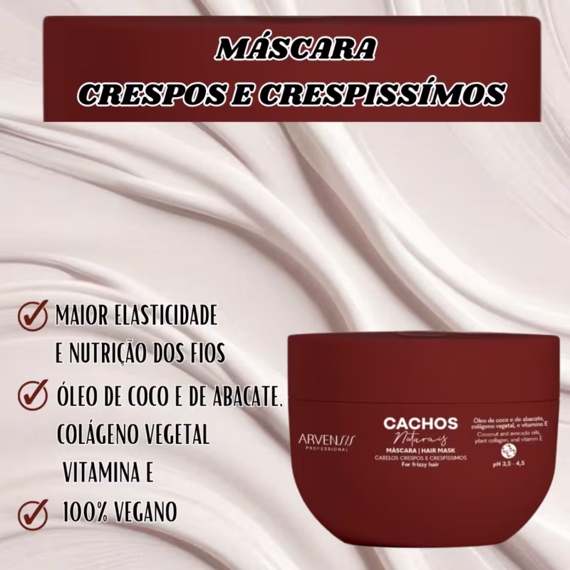 Kit Arvensis Cachos Ondulados e Crespos Sh+Cond+Ativ.+Masc