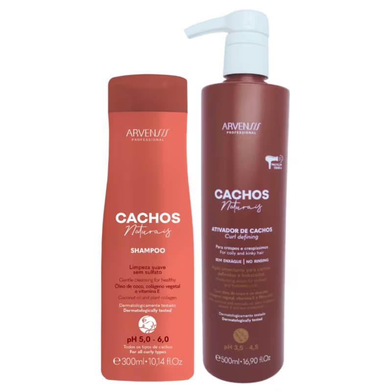 Kit Arvensis Cachos Shampoo 300ml + Ativador Crespos 500ml