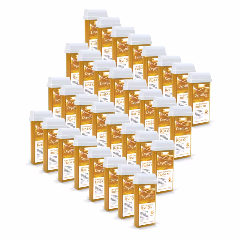 Kit 24 Ceras Roll-on Depilatória Mel Natural Refil Depilflax