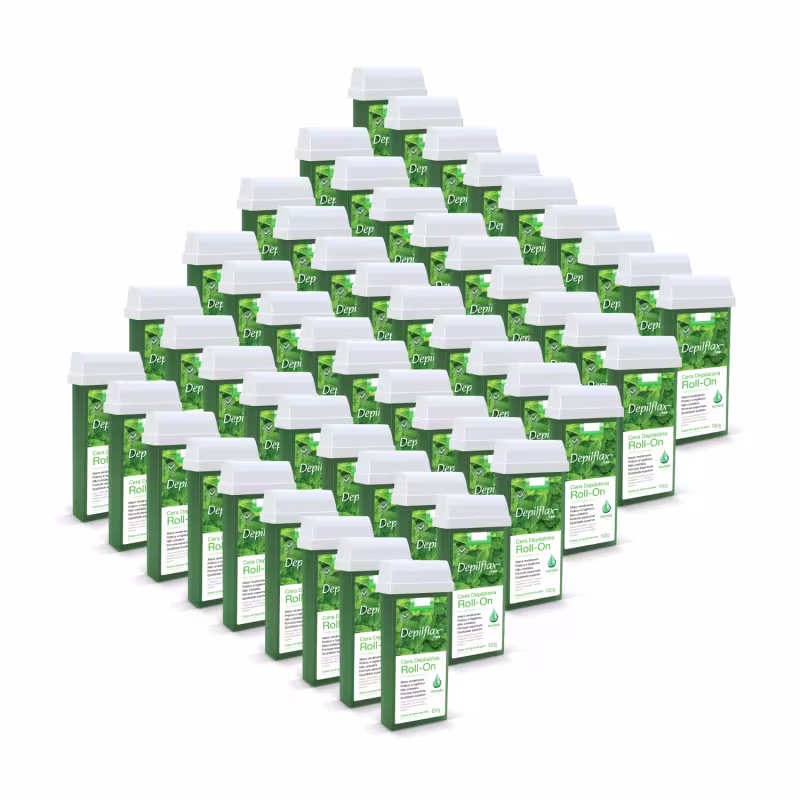Kit 48 Ceras Roll-on Depilatória Hortelã Maciez Depilflax