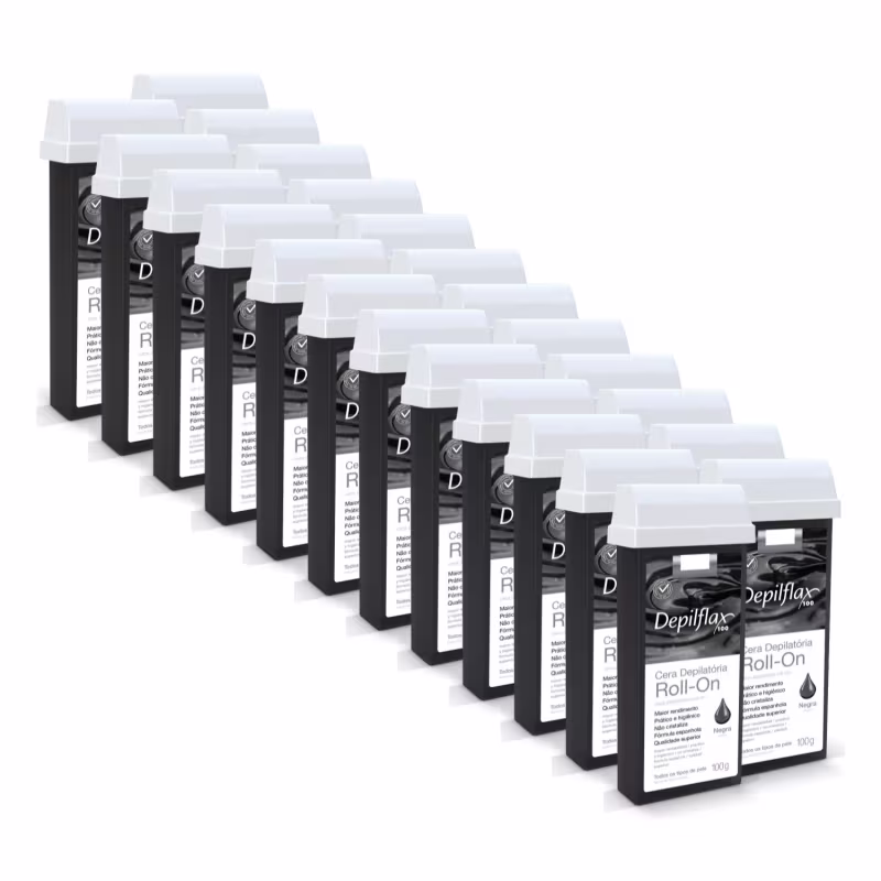 Kit  24 Ceras Roll-on Depilatória Negra Hidrata Depilflax