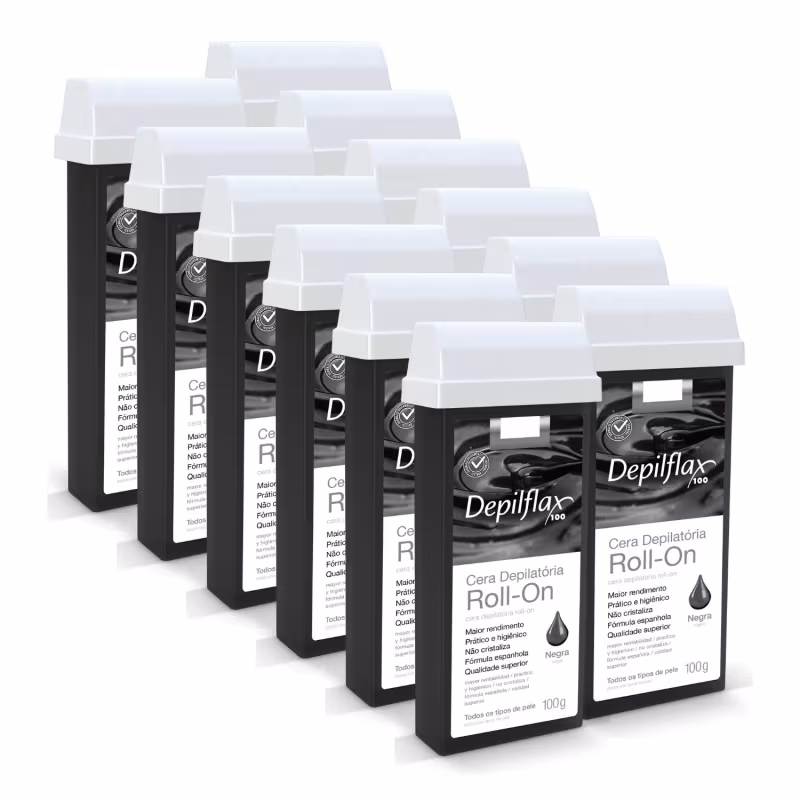 Kit 12 Ceras Roll-on Depilatória Negra Hidrata Depilflax
