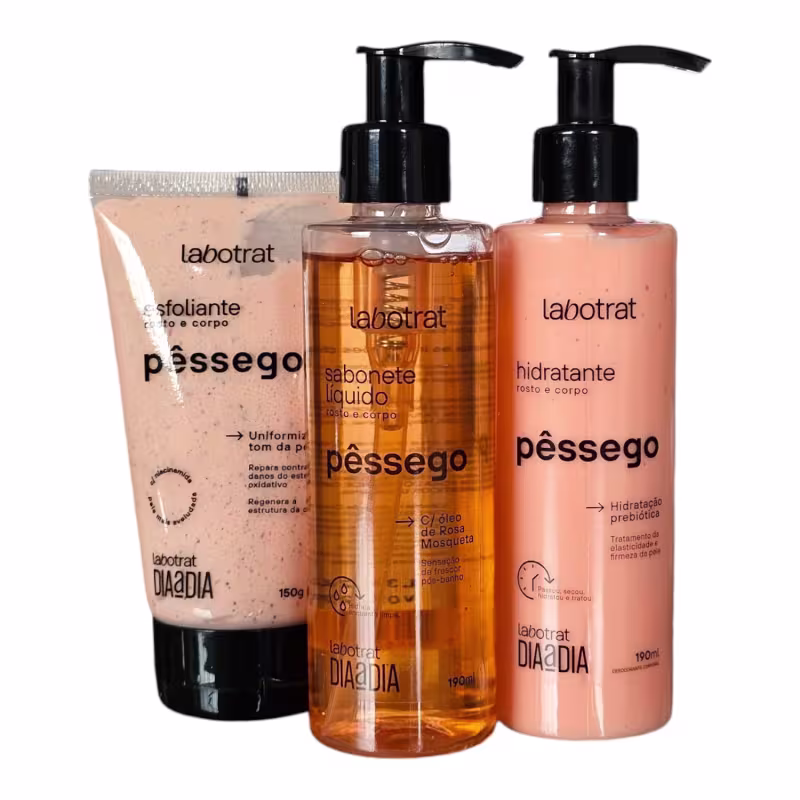 Kit Labotrat Dia a Dia Pêssego - Hidratante 190ml + Sabonete Líquido 190ml + Esfoliante 150g