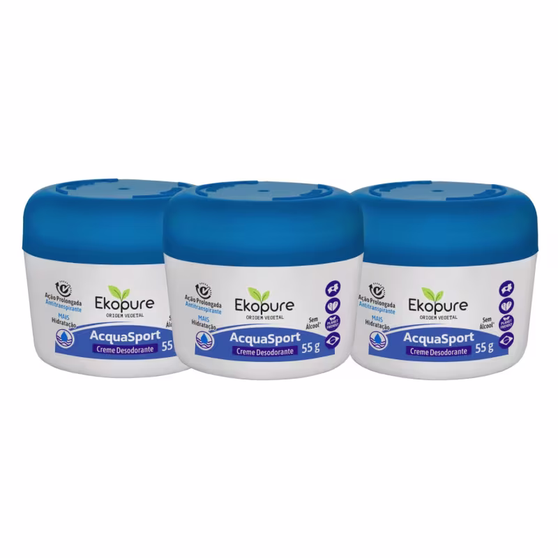 Kit 3 Creme Desodorante Antitranspirante Acquasport Ekopure