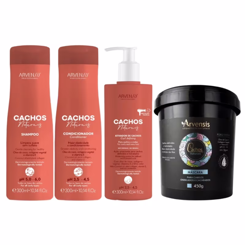 Kit Arvensis Cachos Ondulados Sh Cond Ativador Mascara
