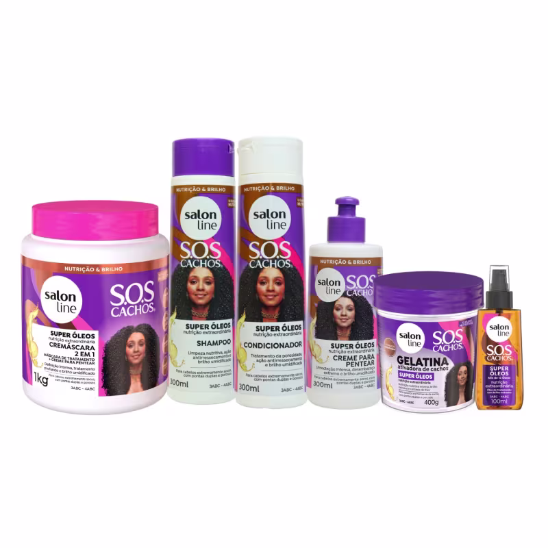 Kit Nutrição Capilar SOS Cachos Super Óleos  Salon Line