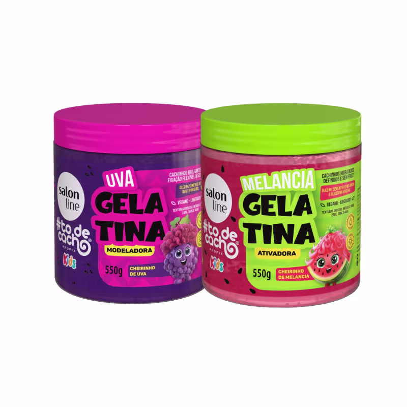 Kit 2 Gelatinas Ativador Cachos Kids Uva Melancia Salon Line