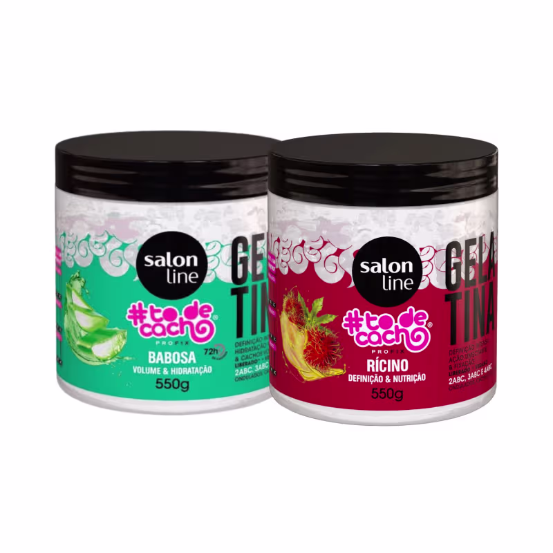 Kit 2 Gelatina To De Cacho Babosa Rícino Hidrata Salon Line