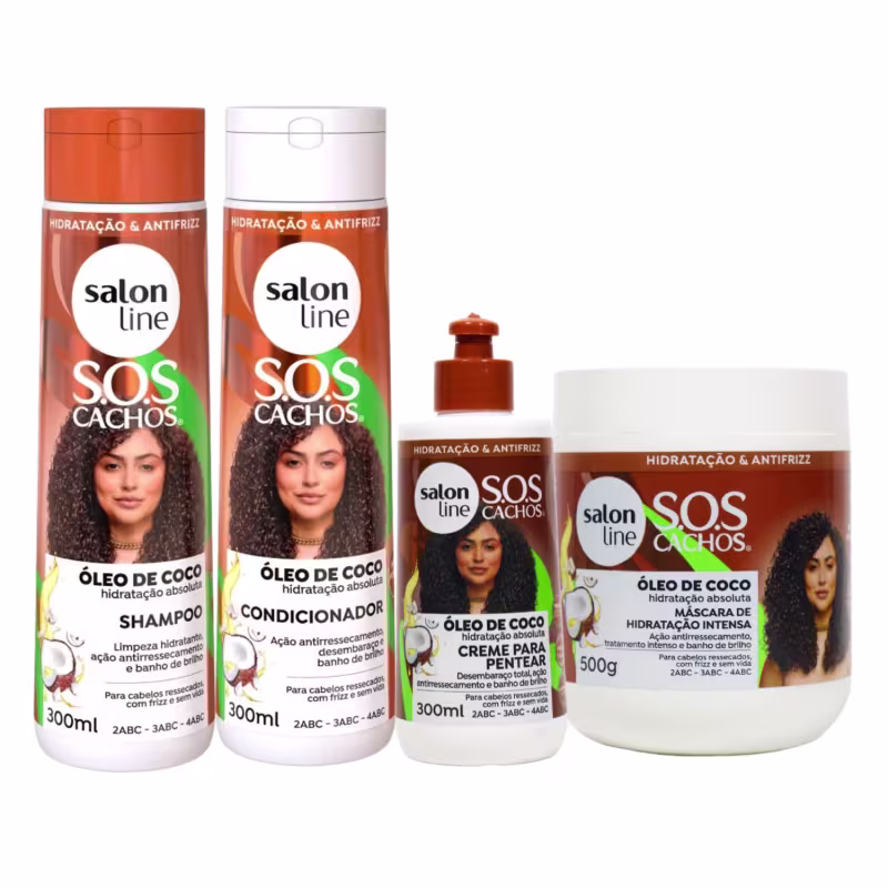 Kit Tratamento Capilar Sos Cachos Coco Nutrição Salon Line