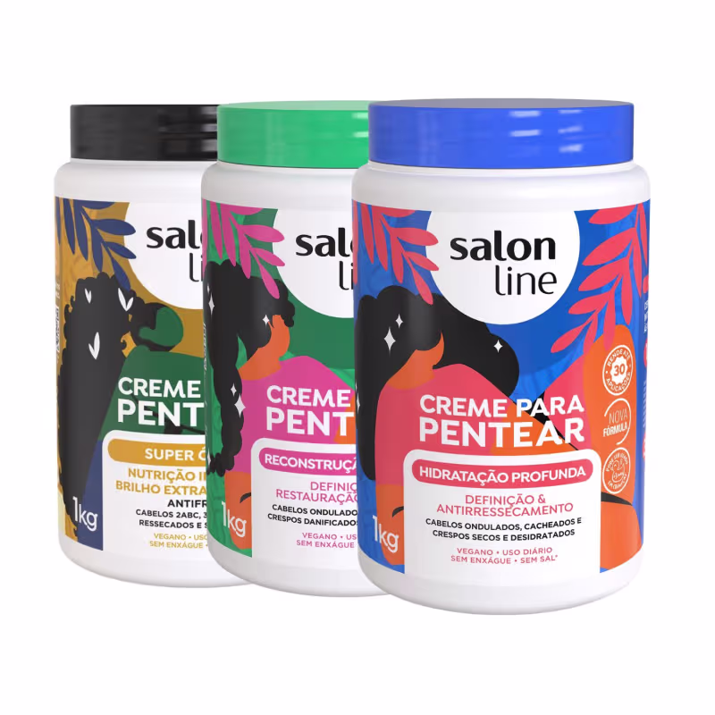 Kit 3 Cremes De Pentear Reconstrução Hidratação Salon Line