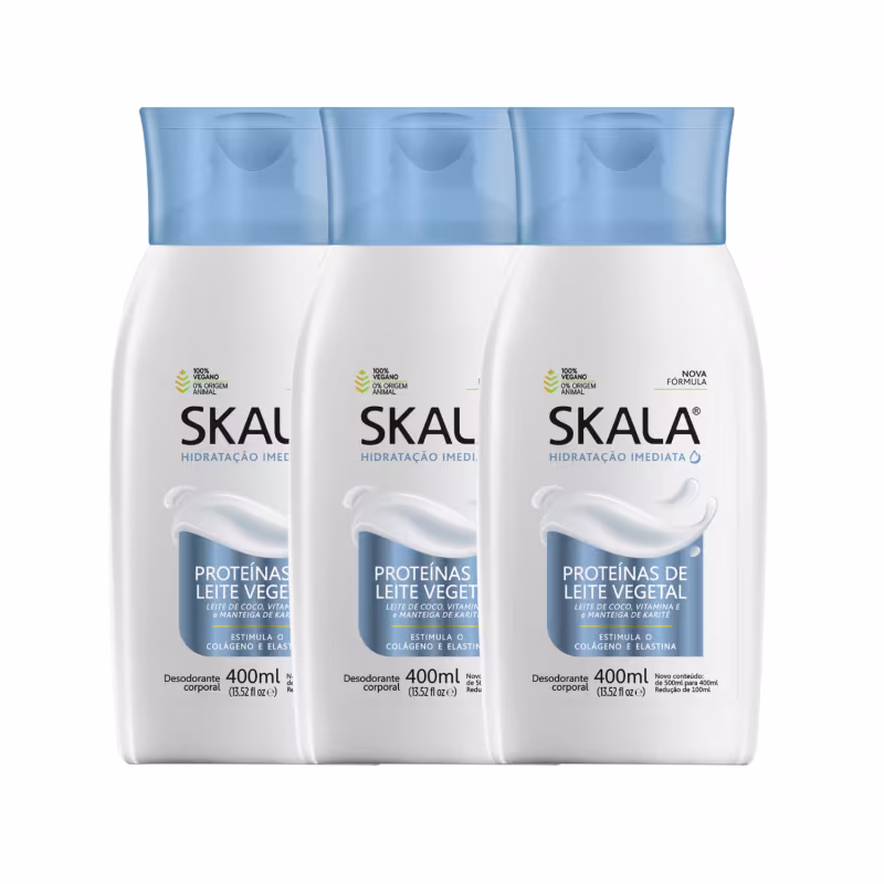 Kit 3 Loção Creme Hidratante Corporal Proteína Leite Skala