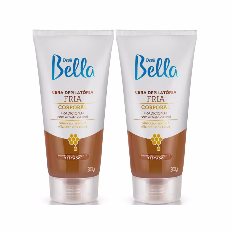 Kit 2 Cera Depilatória Fria Extrato Mel Pernas Depil Bella
