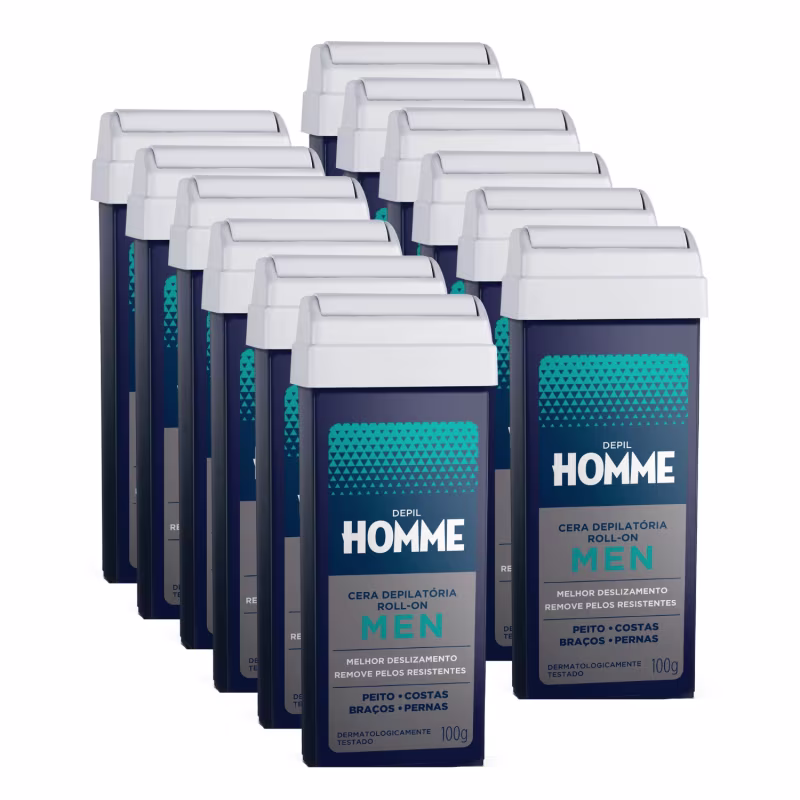 Kit 12 Ceras Roll-on Depilatória Cravo Men Homem Depil Bella