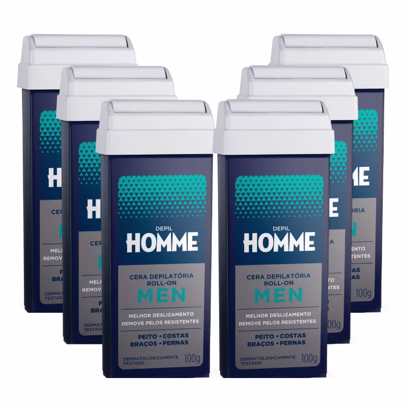 Kit 6 Ceras Roll-on Depilatória Cravo Men Homem Depil Bella