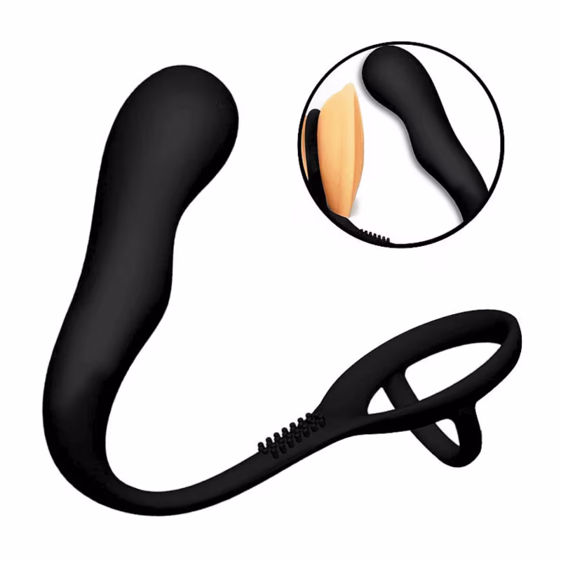 Estimulador de Próstata com Anel Peniano Duplo Sexy Import Preto, 1 produto.
