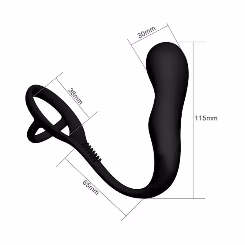 Estimulador de Próstata com Anel Peniano Duplo Sexy Import Preto, 1 produto.