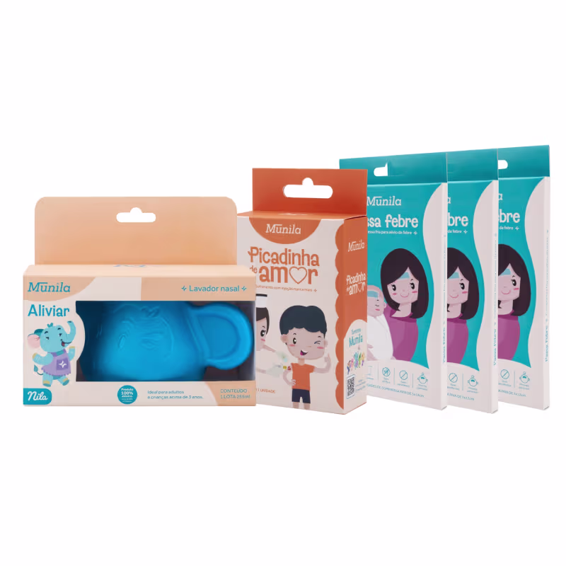 Kit Cuidado Saúde Infantil Lavagem Nasal Alívio Febre Munila