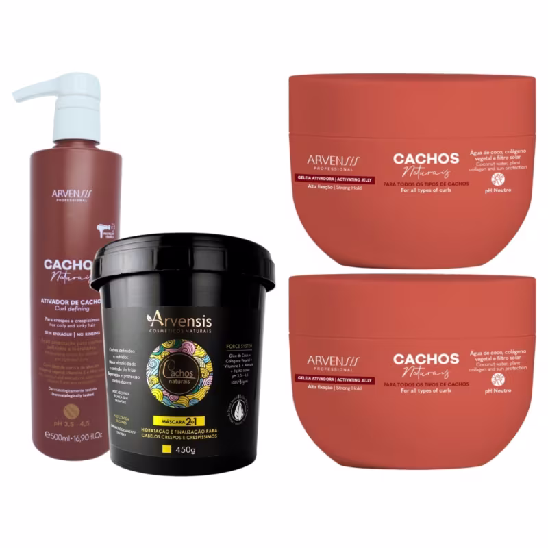 Kit Arvensis Cachos Ativ. Crespo + Masc. 2x1 + 2 Geleia Alta