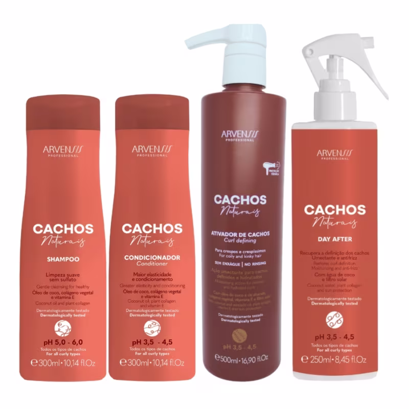 Kit Arvensis Cachos Shampoo Cond. Ativador Crespo Day After