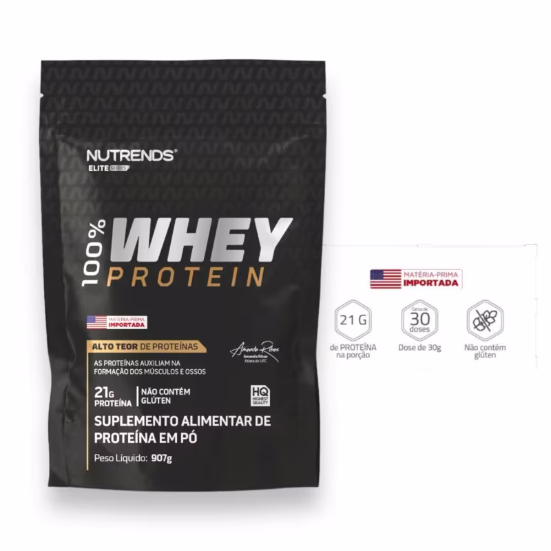 Nutrends 100% Whey Protein Concentrado Baunilha - Suplemento Alimentar em Pó 907g