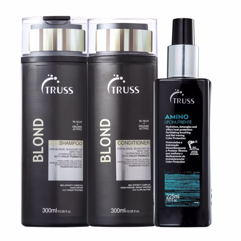 Kit TRUSS Blond + Amino Trio Care, 3 produtos.