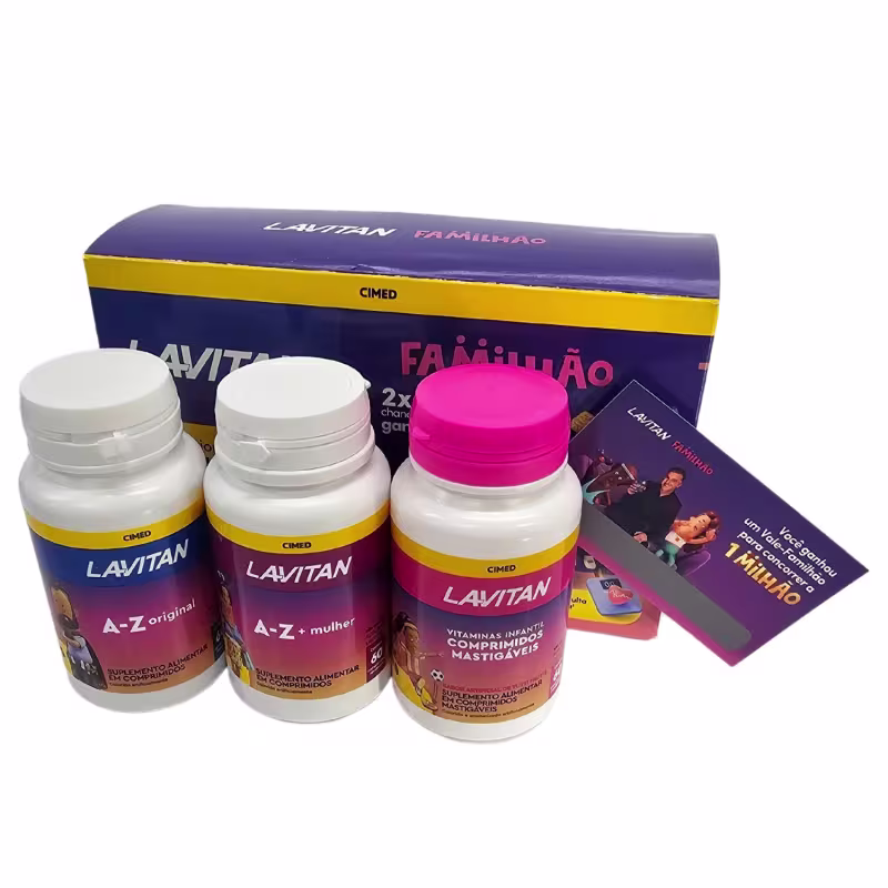 Cimed Lavitan Kit Familhao Suplemento Alimentar A-Z Original + A-Z + Mulher + Infantil Tutti-Frutti 