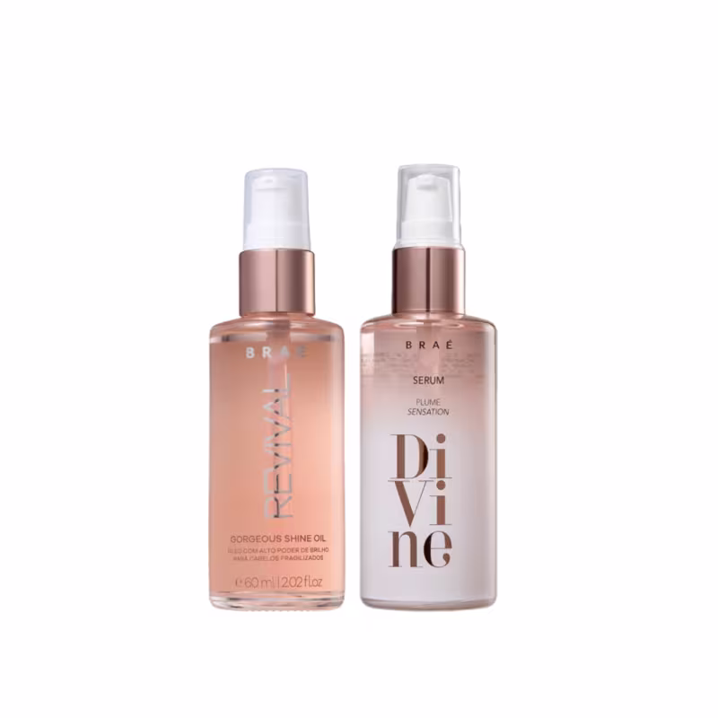 Kit Braé Divine Plume Sensation + Revival Gorgeous Shine, 2 produtos.