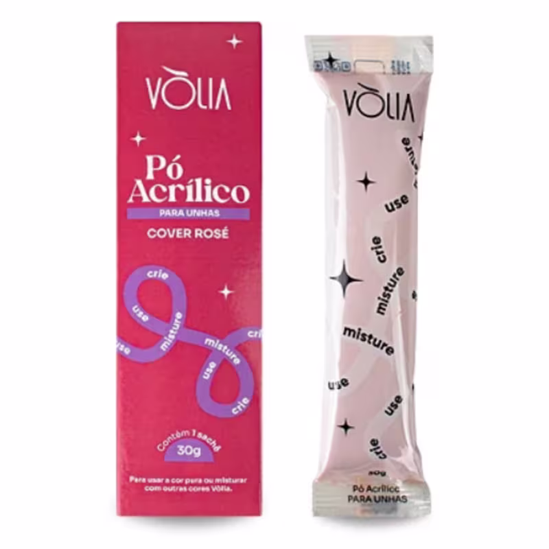 VÒLIA - Sachê Pó Acrílico Cover Rosé - Para Alongamento de Unhas Acrilicas  (30g)