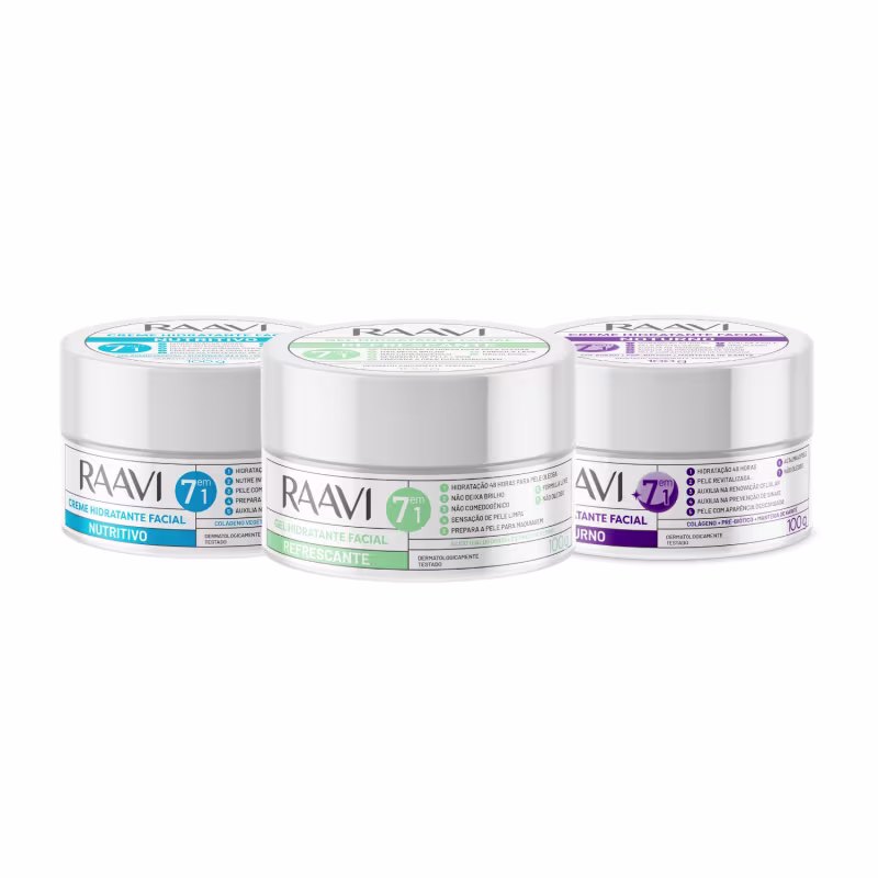 Kit Facial Gel Refrescante Creme Noturno Creme Hidrata Raavi