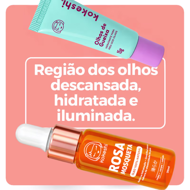 Kit Kokeshi Olhos de Gueixa e Óleo de Rosa Mosqueta com Hidratação Intensa