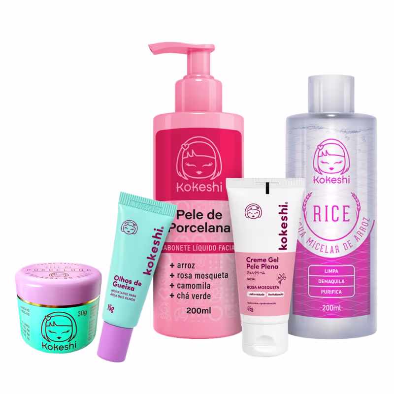 Kit Cuidados Essenciais Kokeshi Limpeza Hidratação