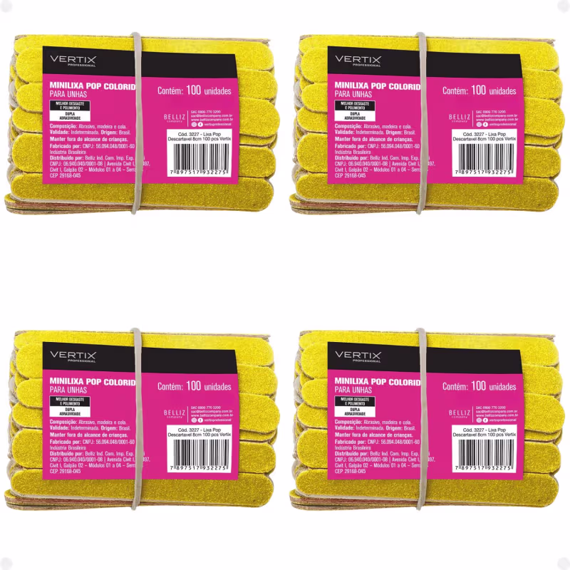 Kit Vertix Belliz: Lixas Para Unhas 09cm C/400