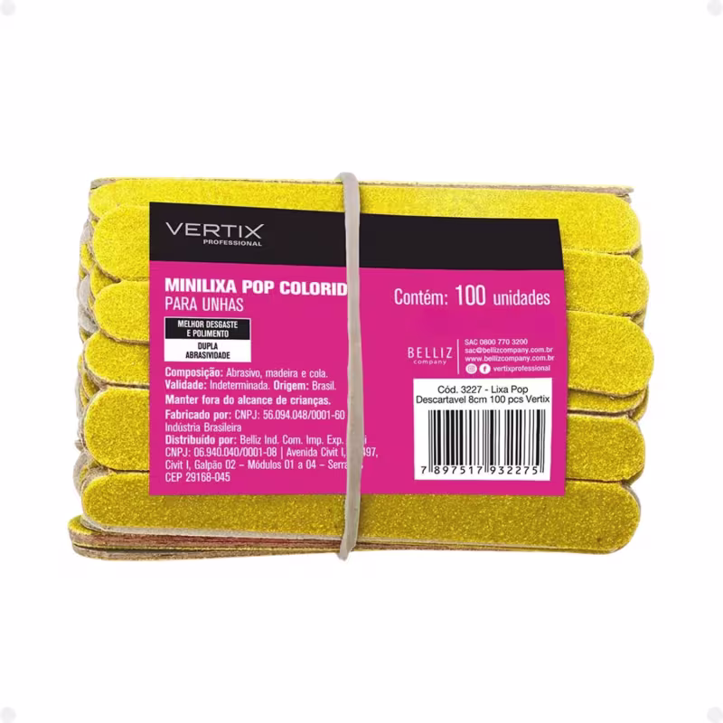 Kit Vertix Belliz: Lixas Para Unhas 09cm C/400