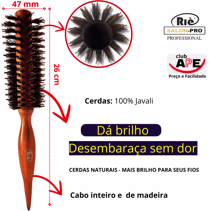 KIT 3 ESC PROF  DETANGLING 47, 57, 64 MM + PINCEL RIE SALON PRO