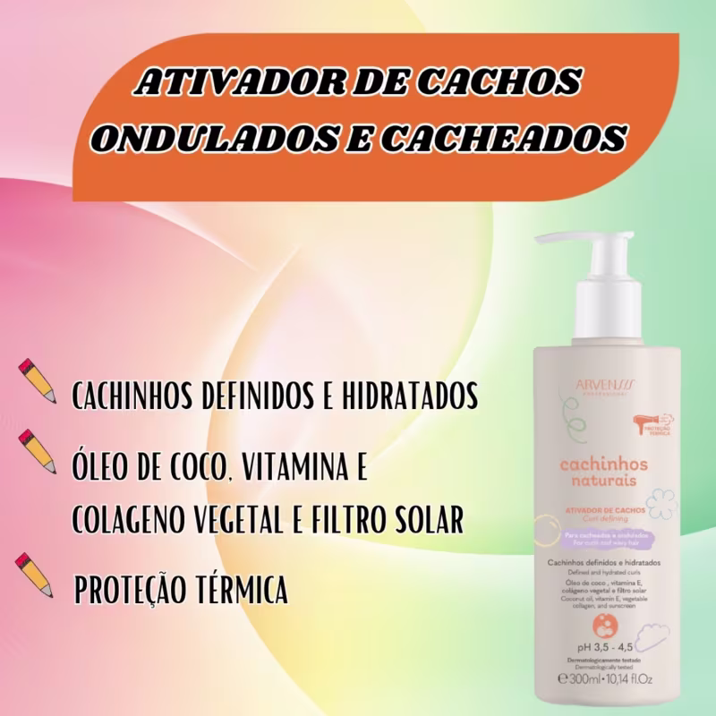 Kit Arvensis Cachinhos Ondulados Ativador + 2 Máscaras