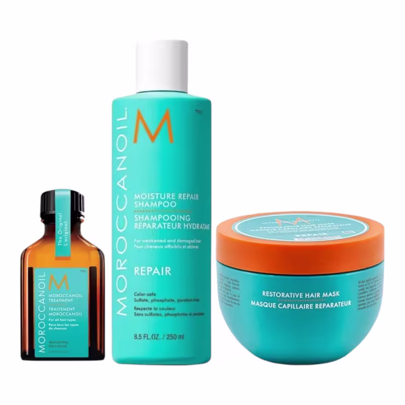 Kit Moroccanoil Moisture Repair Shampoo 250ml + Máscara 250g + Óleo Original 25ml