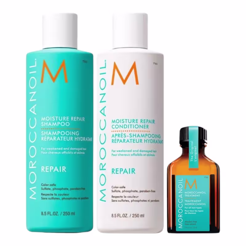 Kit Moroccanoil Moisture Repair Shampoo 250ml + Condicionador 250ml + Óleo Original 25ml