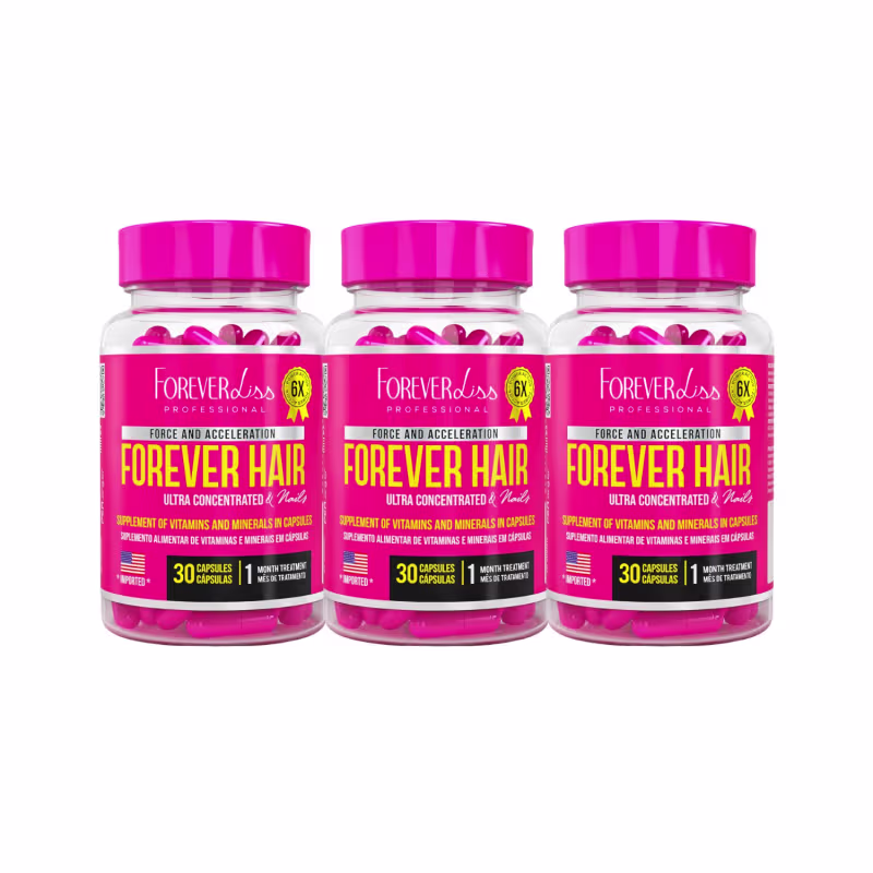 Kit 3 Suplementos Vitaminas Crescimento Capilar Forever Liss