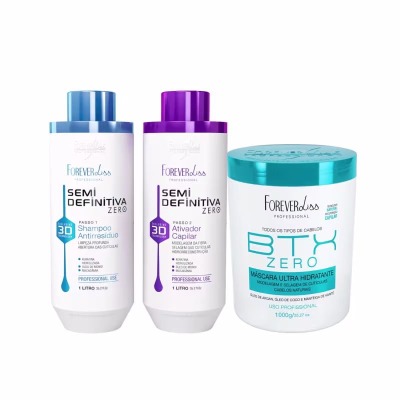 Kit Semi Definitiva E Máscara Volume Zero Liso Forever Liss