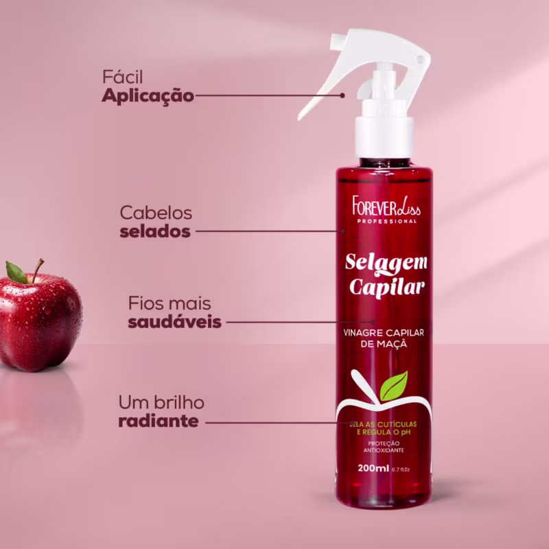 Kit 2 Selagem Capilar Vinagre Maçã Hidratação Forever Liss