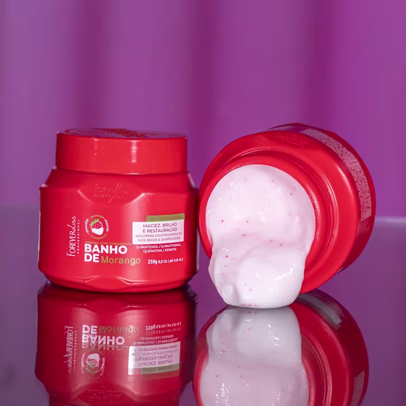Kit 2 Máscaras Banho Verniz Morango Hidratação Forever Liss