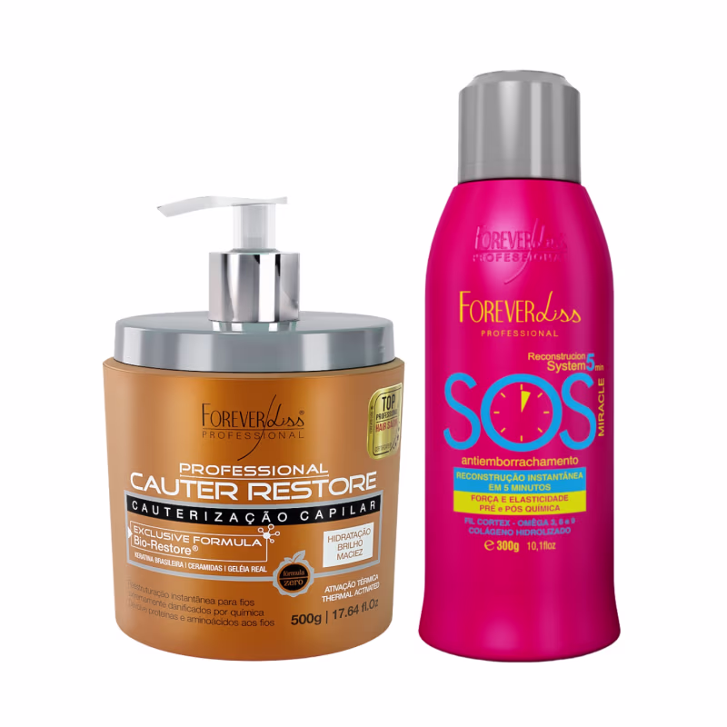 Kit Reconstrutor SOS E Máscara Cauterização Forever Liss