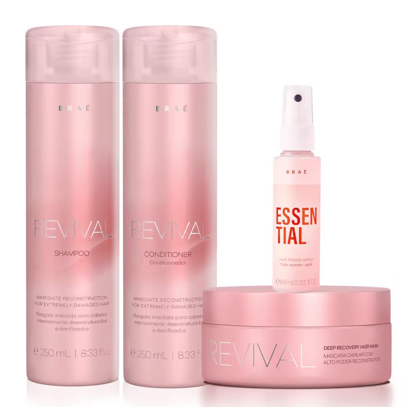 Braé Revival Kit Shampoo 250ml + Condicionador 250ml + Máscara 200g + Essential 60ml