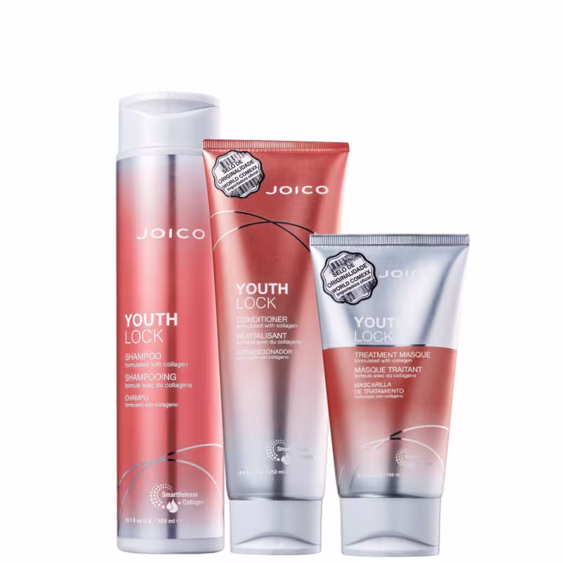 Kit Joico Youthlock Collagen - Shampoo 300ml + Condicionador 250ml + Máscara Capilar 150ml