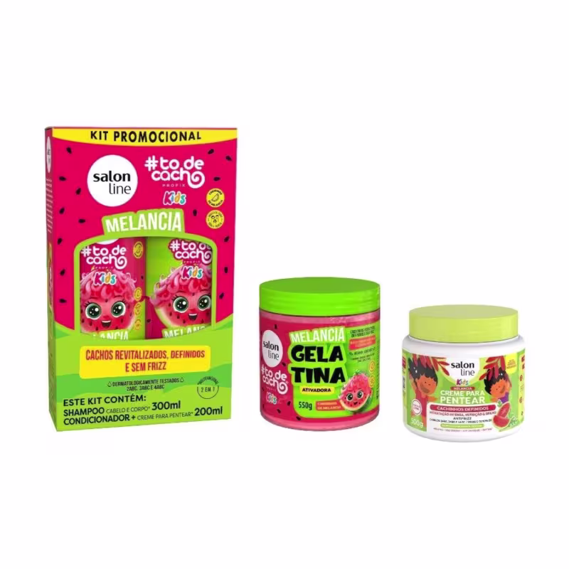 Kit Shampoo + Condicionador + Creme de Pentear 500gr e Gelatina 550g Melancia