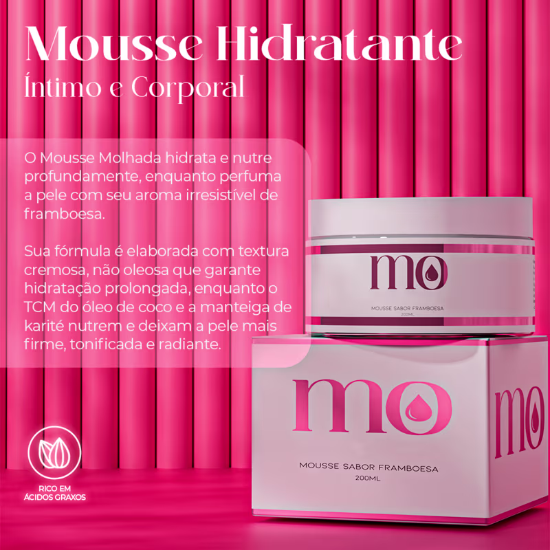 Creme Hidratante Corporal Mousse de Framboesa Pele Aveludada Perfumada e Macia 200ml