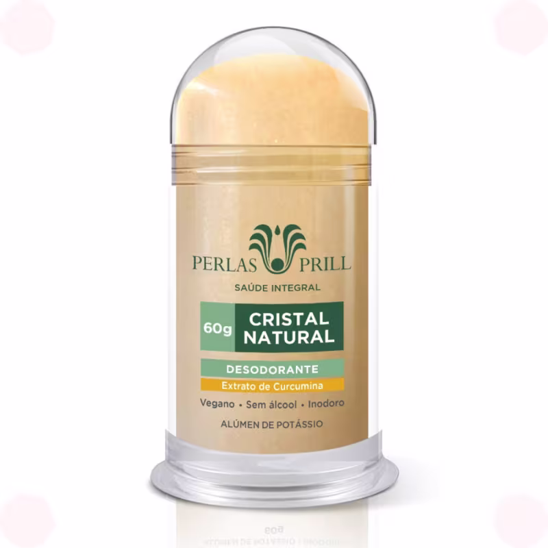 Desodorante em Bastão Perlas Prill Cristal Natural Curcumina, 60g.